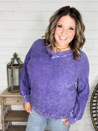 "Washout" Long Sleeve Mineral Wash V Neck Weekender