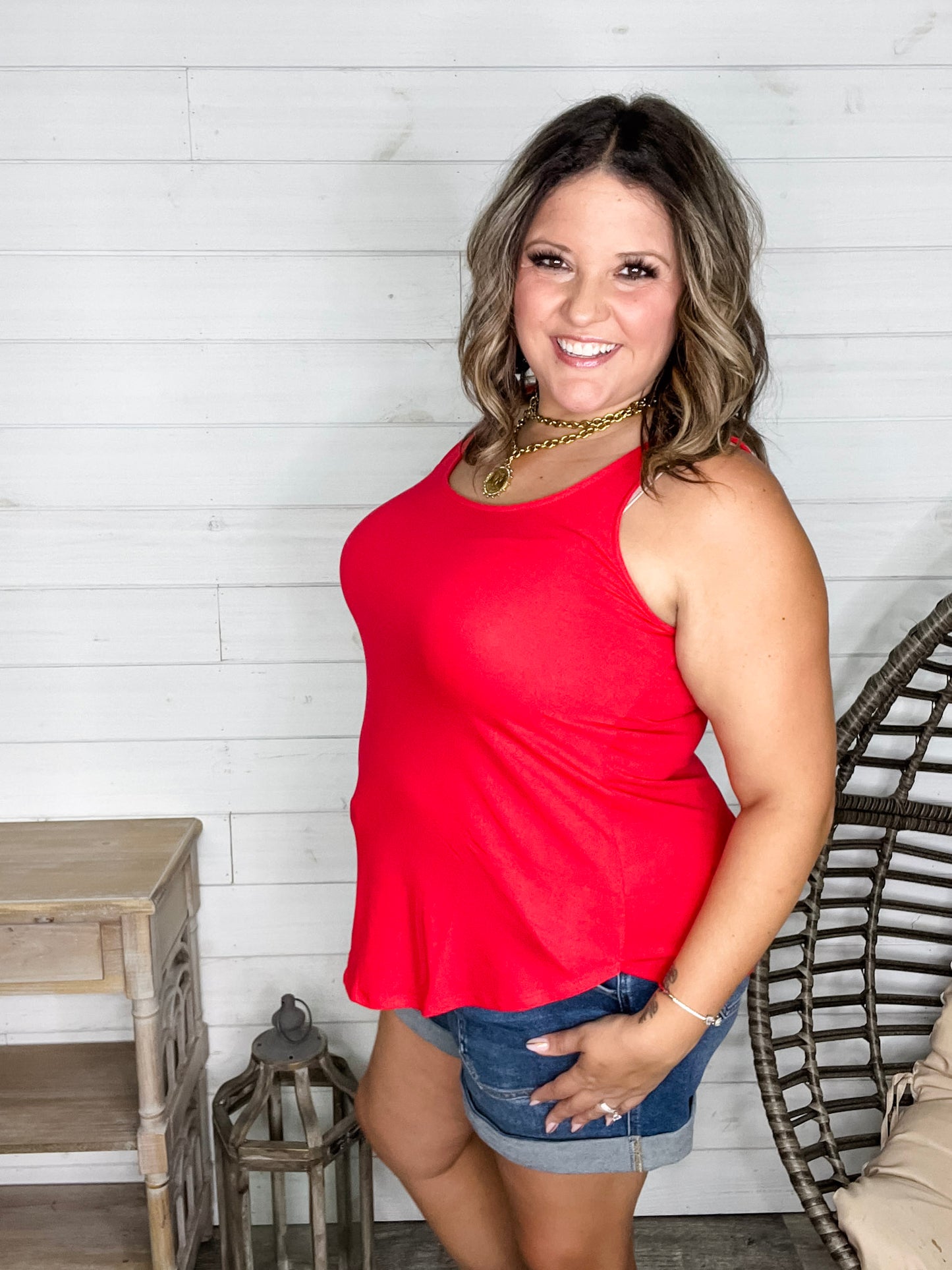 "It's Back" Relaxed Fit Tank (Ruby)