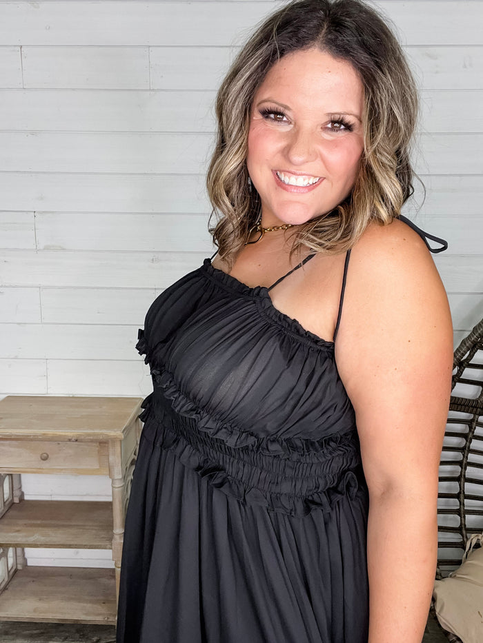 "Undeniable" Adjustable Strap Smocked Waist Maxi Dress