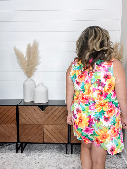 "Rushville" Sleeveless Split Neck Dress with Pockets