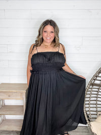 "Undeniable" Adjustable Strap Smocked Waist Maxi Dress