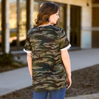 Camo Short Sleeve with Flag Detail