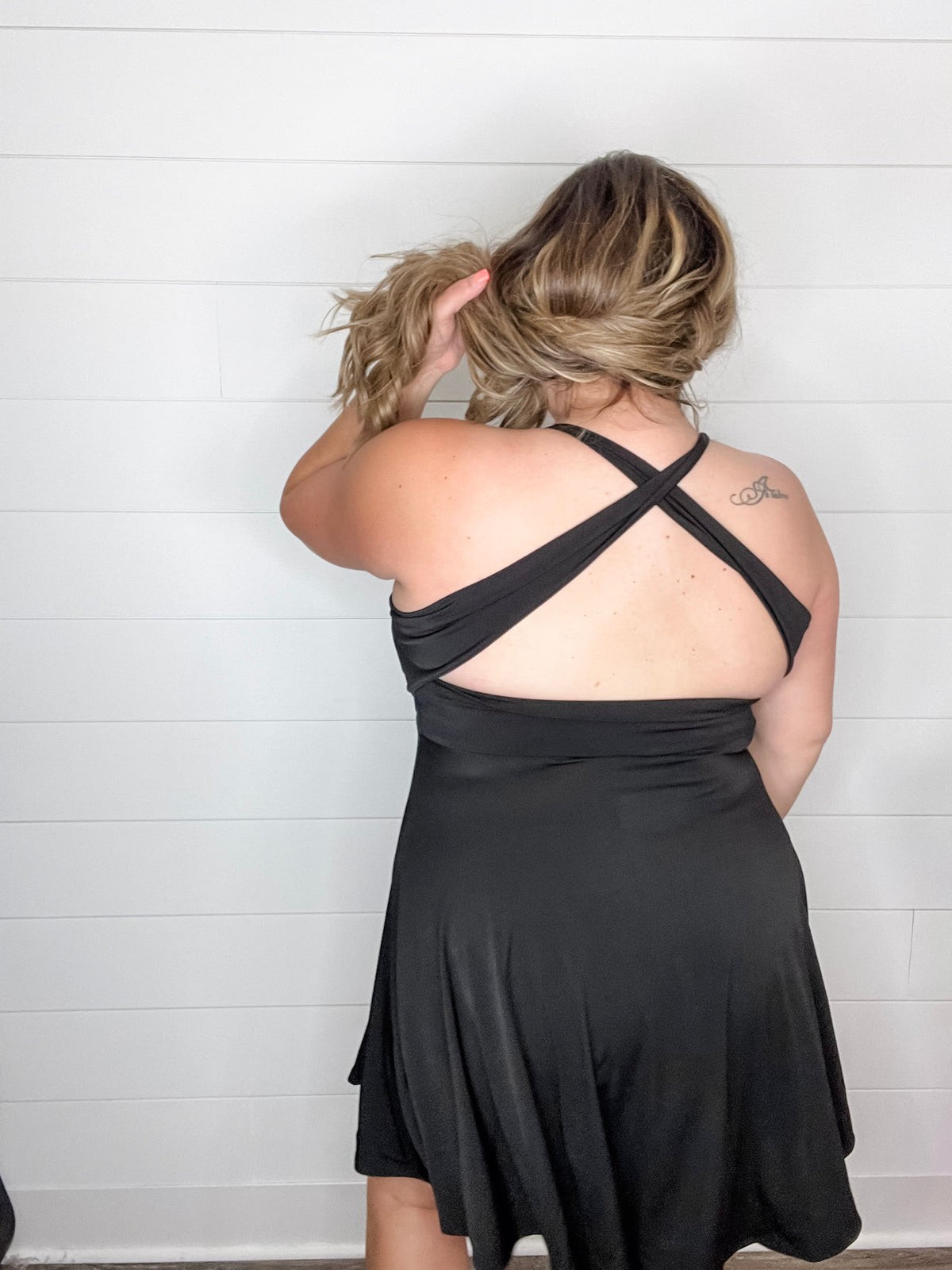 "Darby" Criss Cross Back Dress with Built in Bra