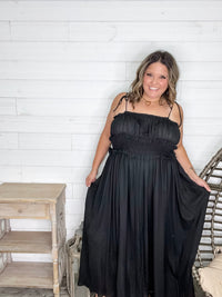 "Undeniable" Adjustable Strap Smocked Waist Maxi Dress