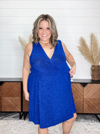 "Lapinski" Sparkle Tank Faux Wrap Dress with Shorts