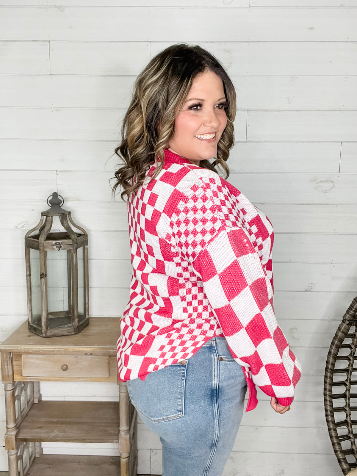 "Check Me Out" Checkered Cardigan with Sequin Detail (Multiple Colors)