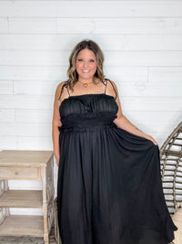 "Undeniable" Adjustable Strap Smocked Waist Maxi Dress