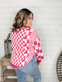 "Check Me Out" Checkered Cardigan with Sequin Detail (Multiple Colors)