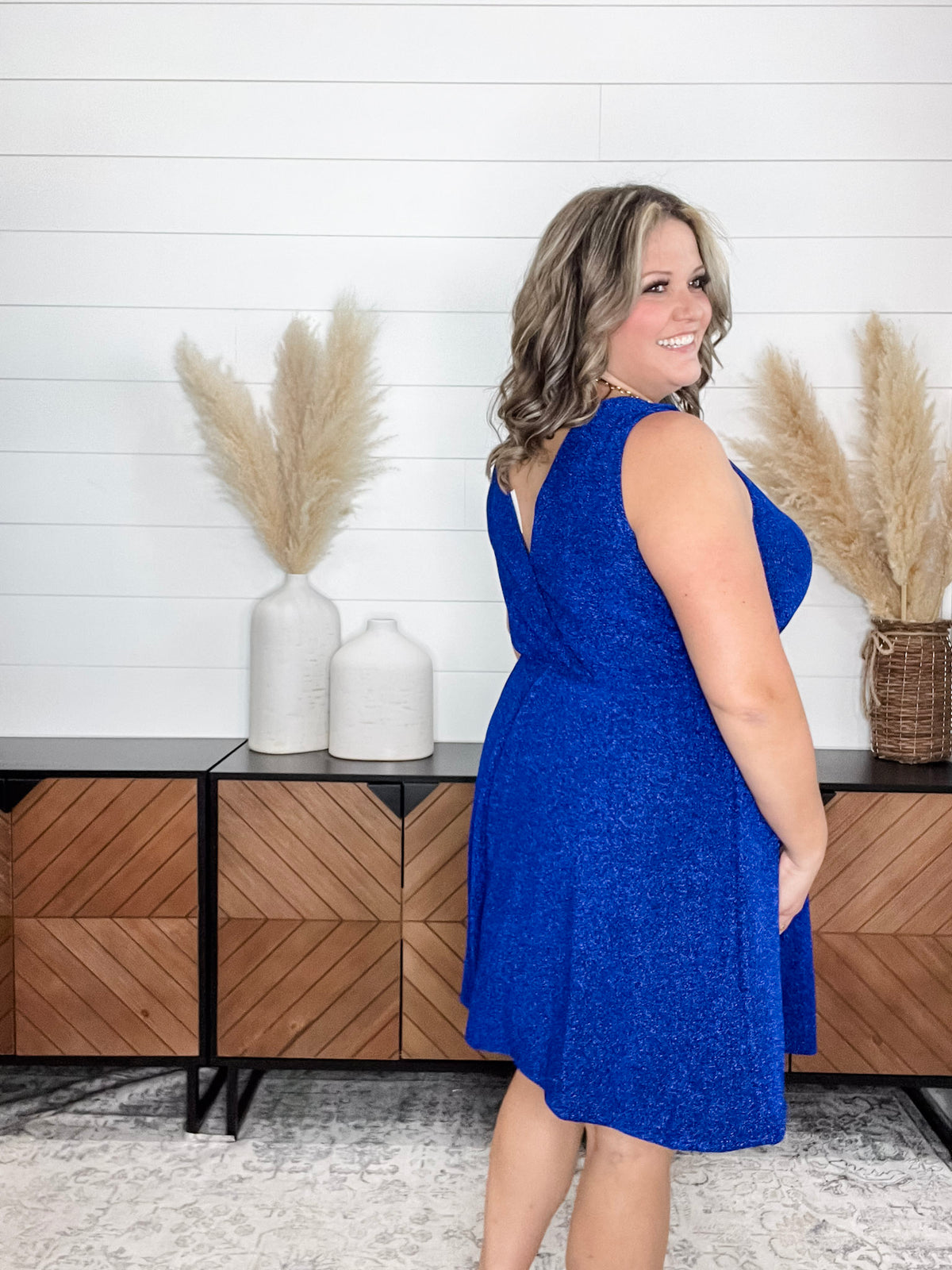 "Lapinski" Sparkle Tank Faux Wrap Dress with Shorts