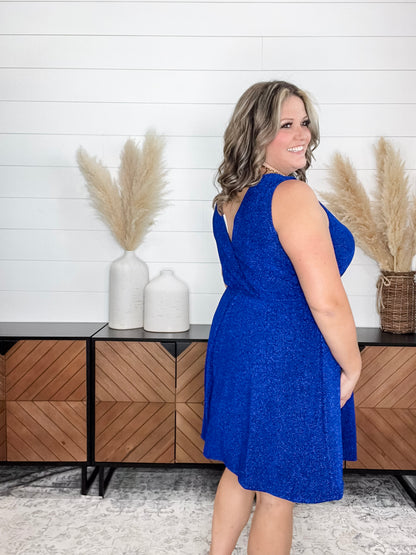 "Lapinski" Sparkle Tank Faux Wrap Dress with Shorts