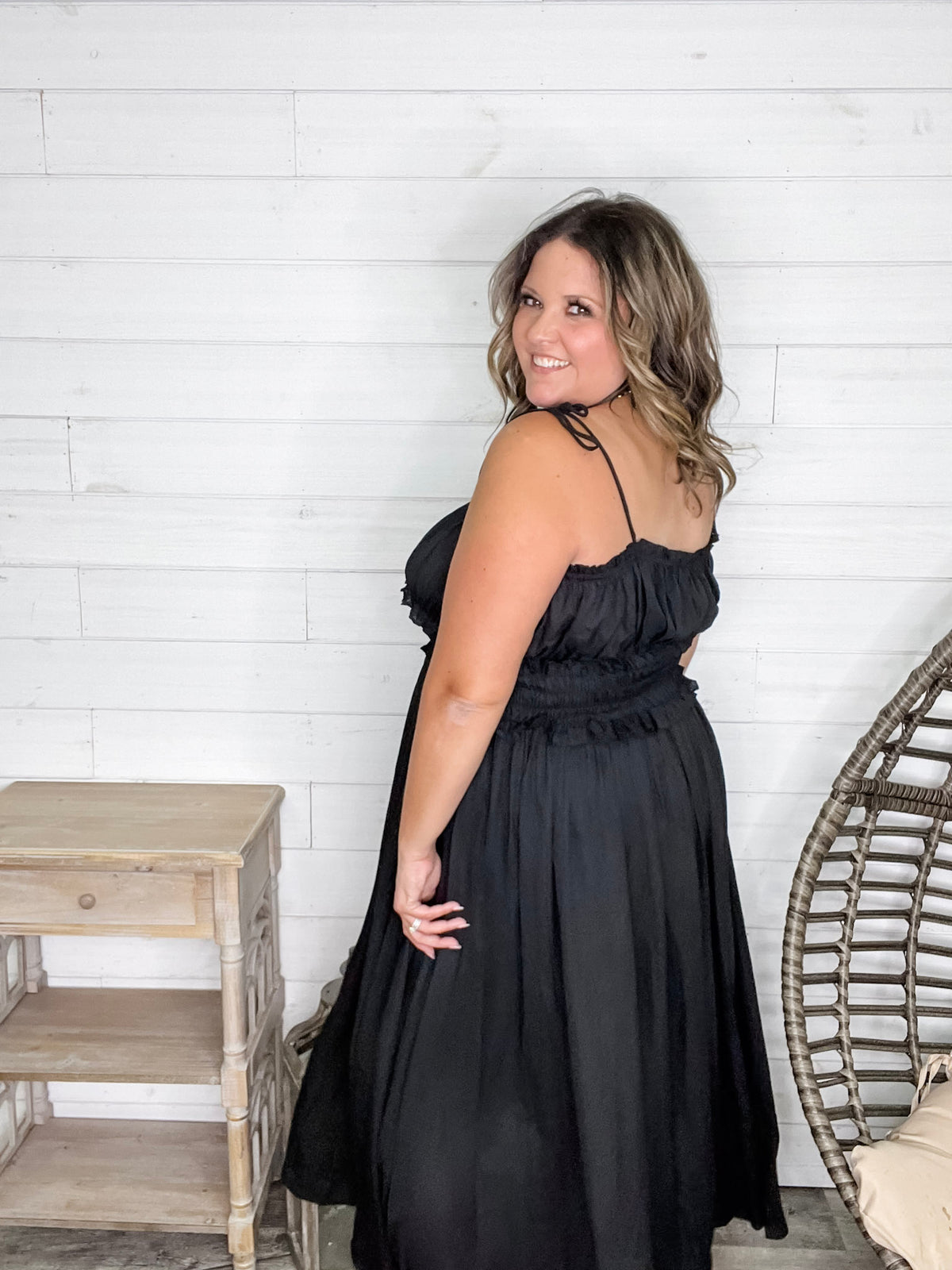 "Undeniable" Adjustable Strap Smocked Waist Maxi Dress