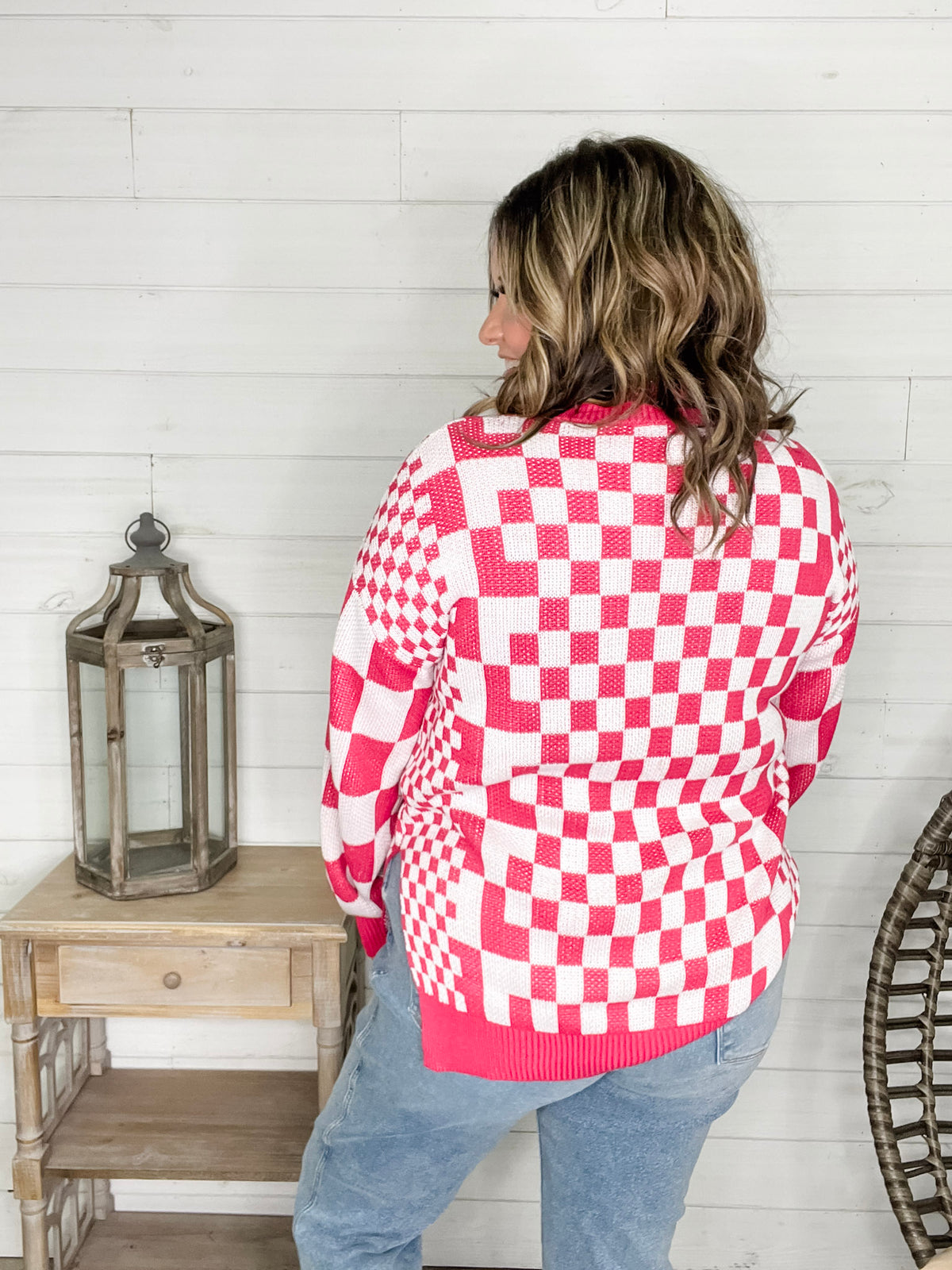 "Check Me Out" Checkered Cardigan with Sequin Detail (Multiple Colors)