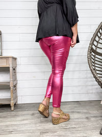 YMI hyperstretch Metallic Skinny (Hot Pink)