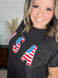 USA Embellished Oversized Boxy Tee