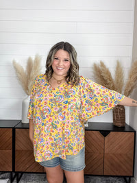 Dear Scarlett "Marigold" Short Ruffled Sleeve U Neck
