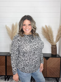 "Dixie" Animal Print Long Sleeve with Criss Cross Design (Grey)