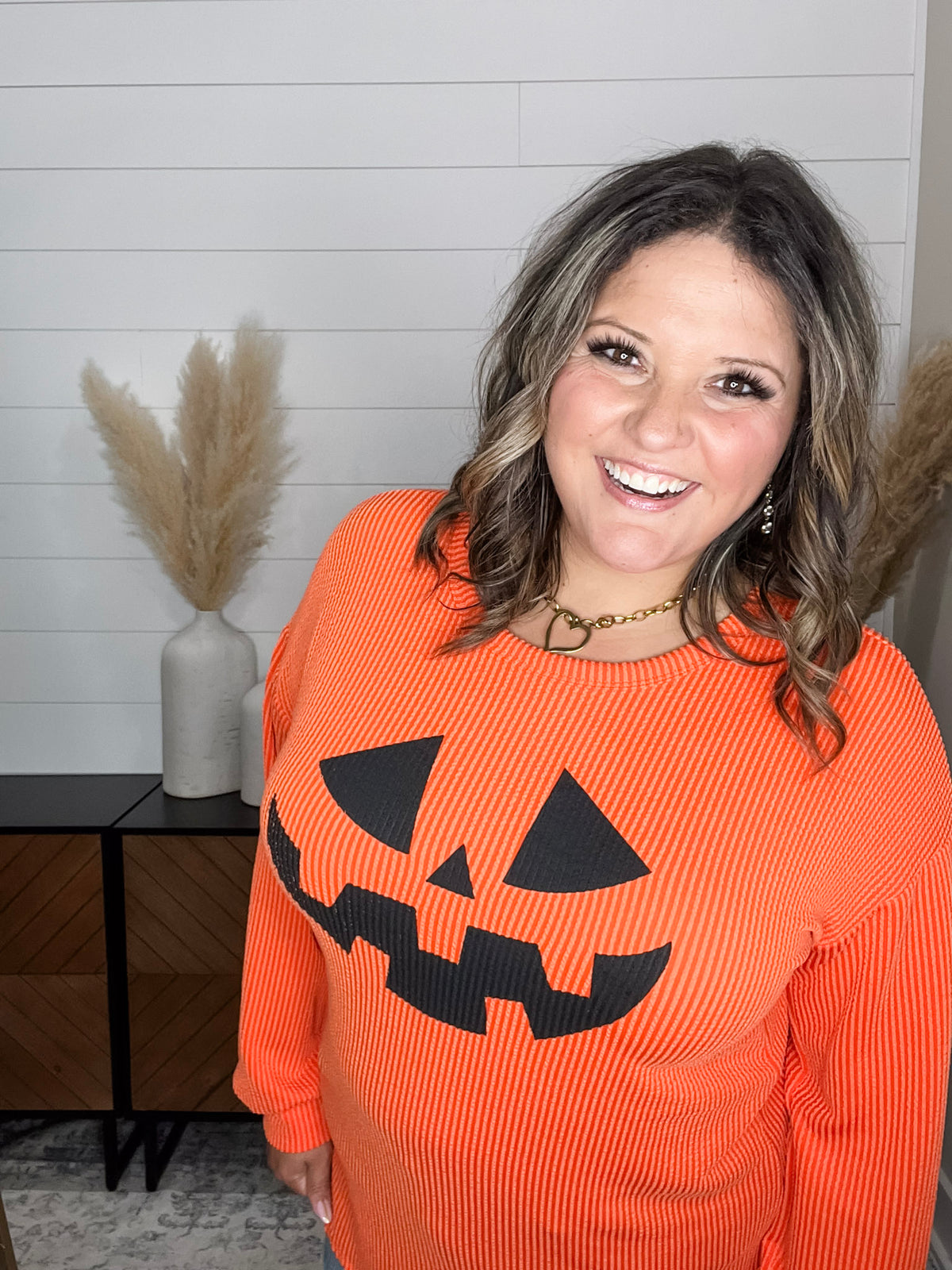 "Jack O Lantern" Long Sleeve Ribbed Top