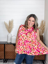 "Esme" Floral Ruffle Cap Sleeve Tiered Top