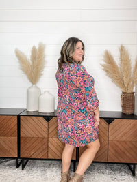 Dear Scarlett "Carbon" 3/4 Sleeve Split Neck Dress with Pockets