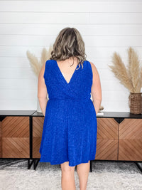 "Lapinski" Sparkle Tank Faux Wrap Dress with Shorts