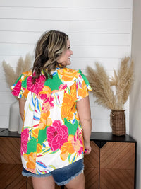 "Camden" Ruffle Collar and Sleeve Split Neck