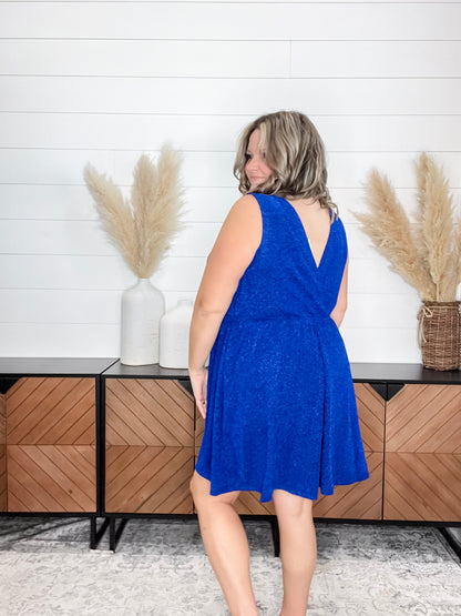 "Lapinski" Sparkle Tank Faux Wrap Dress with Shorts