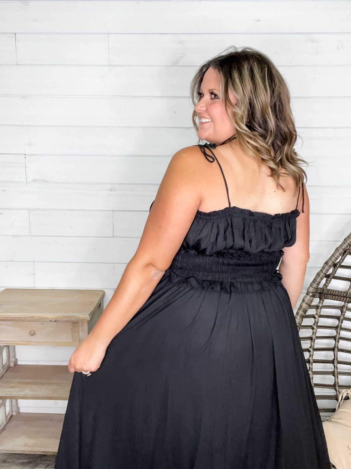 "Undeniable" Adjustable Strap Smocked Waist Maxi Dress