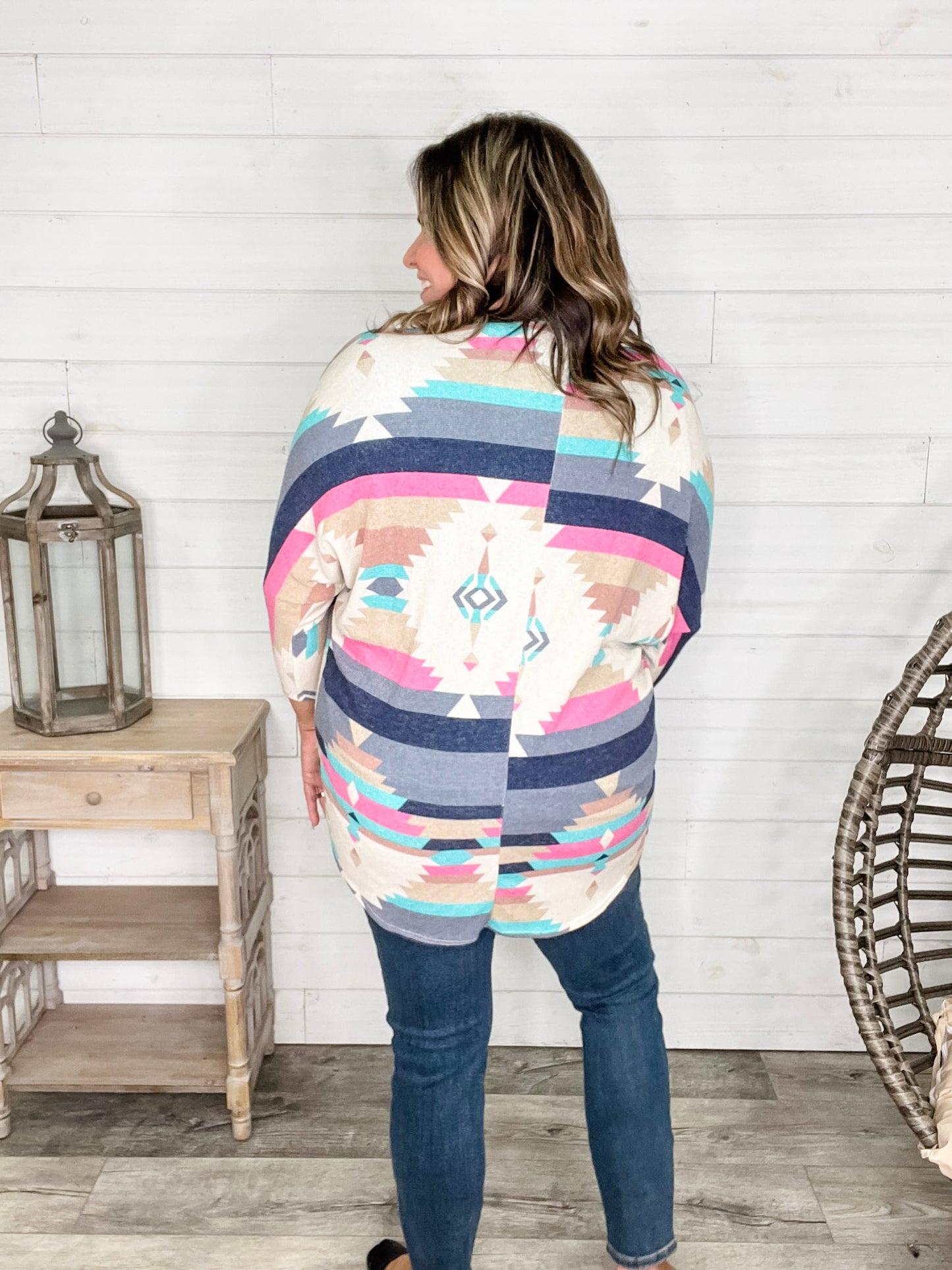 3/4 Sleeve Dolman Style Aztec Cardigan