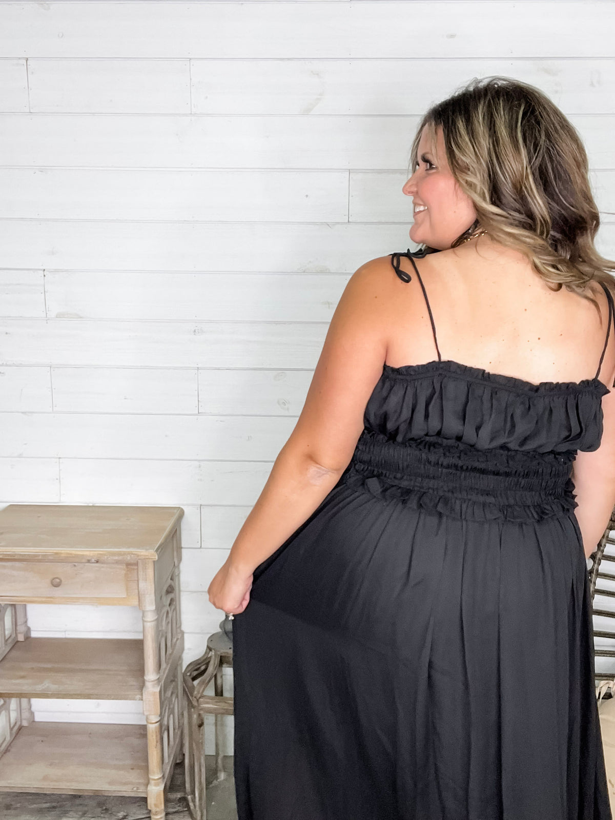 "Undeniable" Adjustable Strap Smocked Waist Maxi Dress