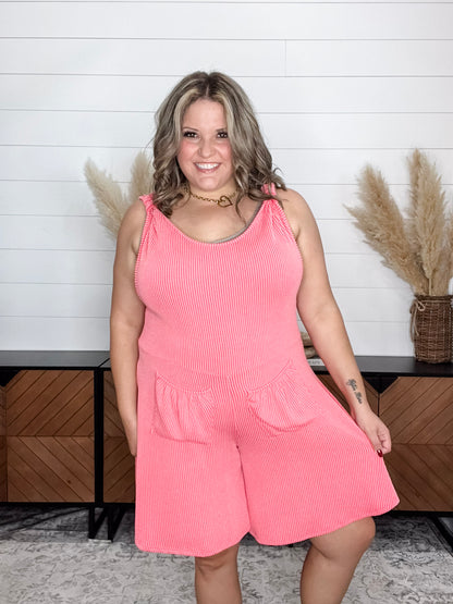 "Lake House" Corded Overall Shorts with Pockets
