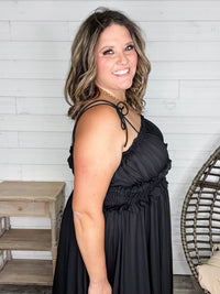"Undeniable" Adjustable Strap Smocked Waist Maxi Dress