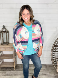 3/4 Sleeve Dolman Style Aztec Cardigan