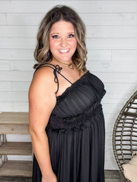 "Undeniable" Adjustable Strap Smocked Waist Maxi Dress