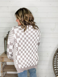"Check Me Out" Checkered Cardigan with Sequin Detail (Multiple Colors)