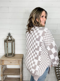 "Check Me Out" Checkered Cardigan with Sequin Detail (Multiple Colors)