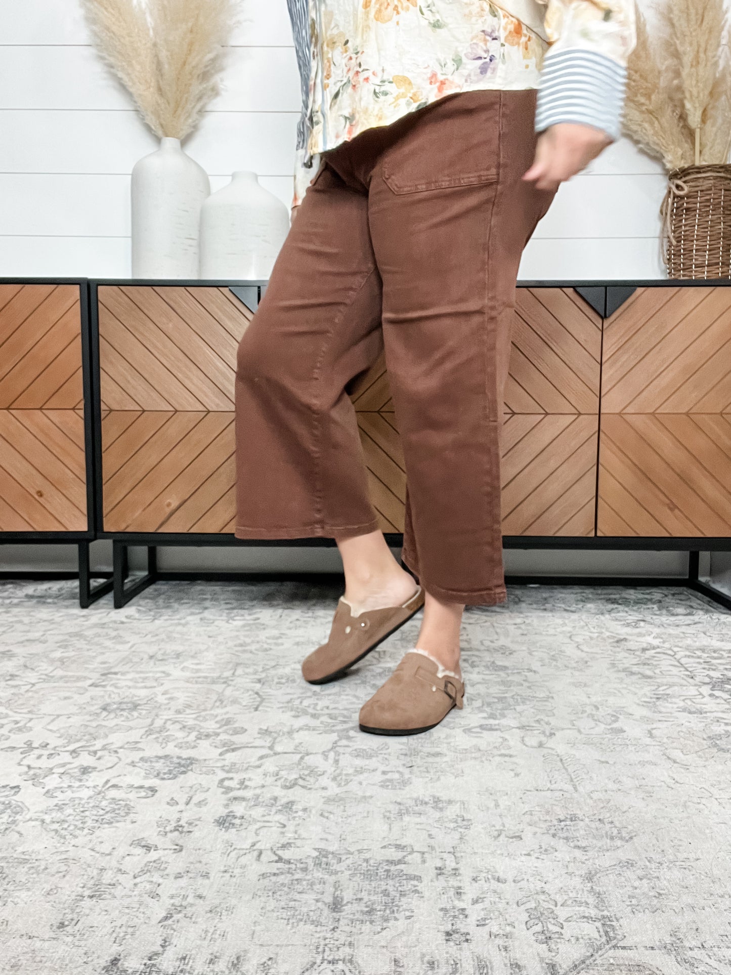 Judy Blue Maple Utility Pocket Wide Leg Crop