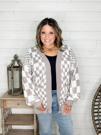 "Check Me Out" Checkered Cardigan with Sequin Detail (Multiple Colors)