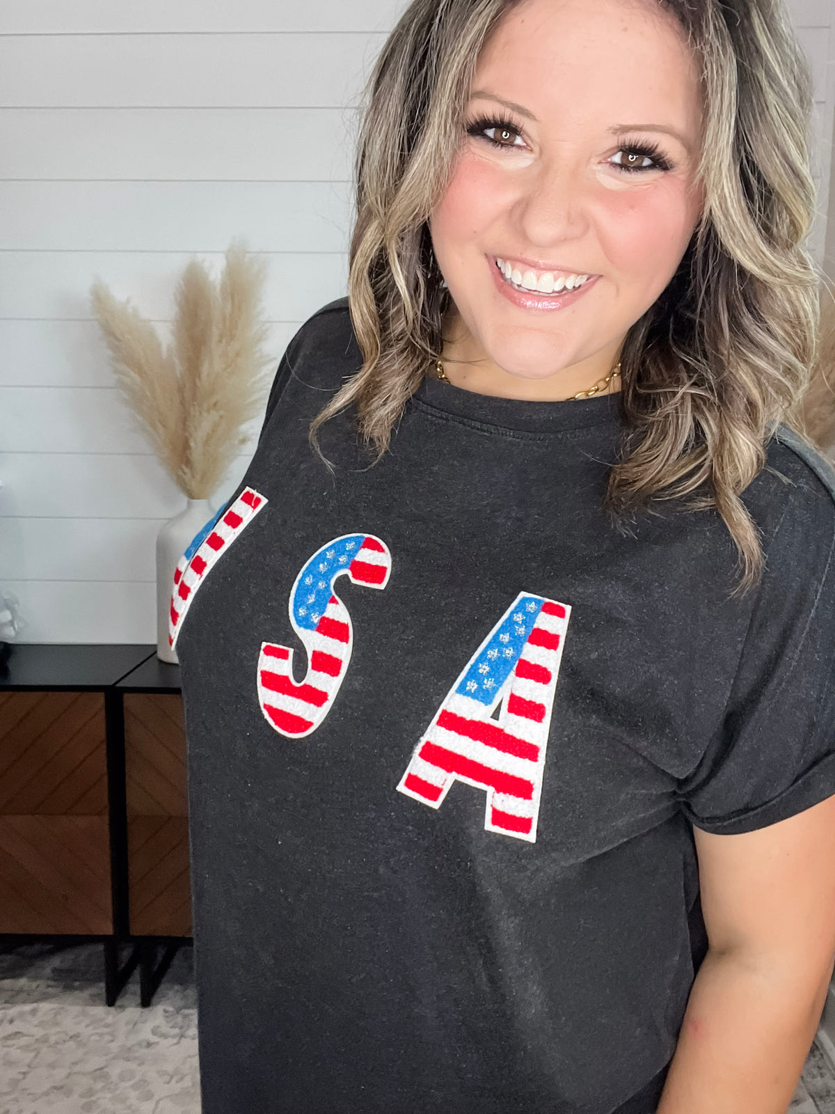 USA Embellished Oversized Boxy Tee