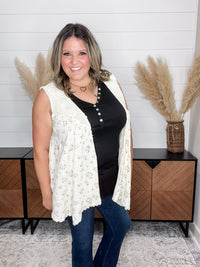 Pol - "Lansbury" Pearls & Lace Patchwork Vest