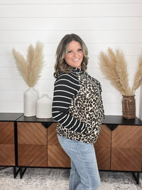 "Caged" Animal Print with Stripe Accent Hoodie