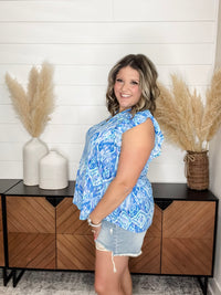 Dear Scarlett "Prospect" Flutter Sleeve Split Neck