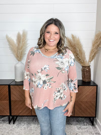 Dear Scarlett "Forgiven" Floral Long Sleeve U Neck