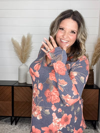 Dear Scarlett "Walk Away" Floral Long Sleeve Split Neck