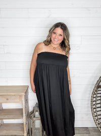 Smocked Waist Maxi Skirt / Tube Dress with Pockets