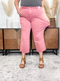 Judy Blue “Any Other Name” Rose Wide Leg Crops