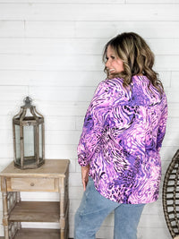 Dear Scarlett "Memo" Animal Print Lizzy 3/4 Sleeve Split Neck