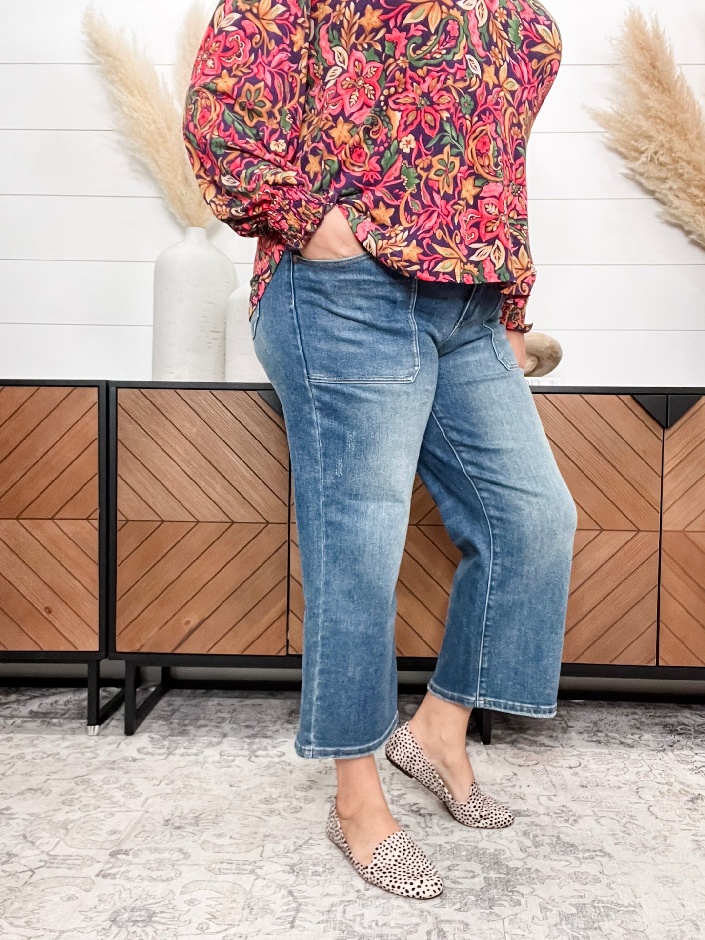 Judy Blue "Indifferent" Utility Pocket Wide Leg Crop