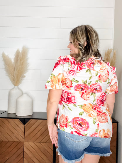 "Lowen" Ruffle Collar and Sleeve Split Neck