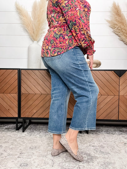 Judy Blue "Indifferent" Utility Pocket Wide Leg Crop