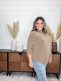 Dear Scarlett "Timeline" 3/4 Sleeve Split Neck (Mocha)